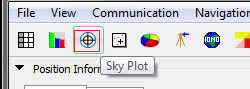 Once connection has been established to the GNSS card open the sky plot window by selecting the button highlighted